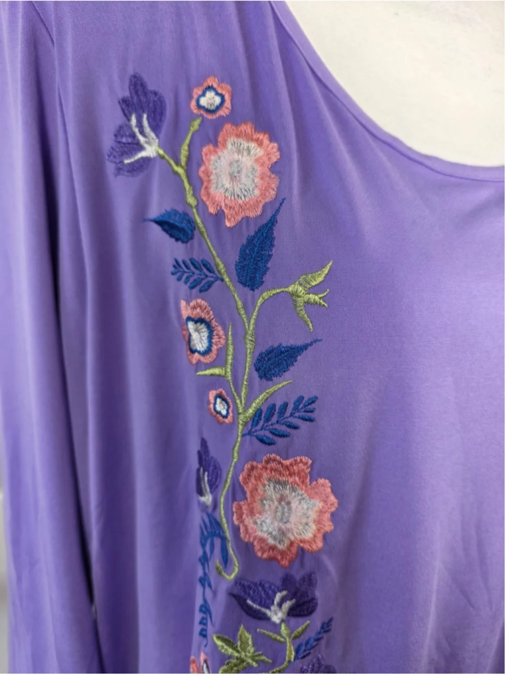 Anthony Original Sz 1X NWT 2 pc Purple Floral Embroidered Tunic Chiffon Skirt